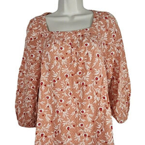 Isabel Maternity Coral Orange Tunic Top Women Size S 3/4 Sleeve Square Neck NEW